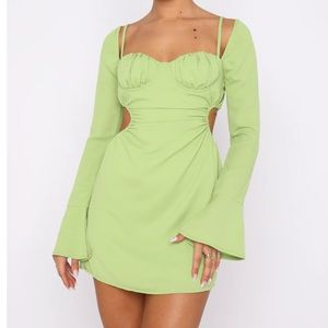 Please Hold Long Sleeve Mini Dress Matcha